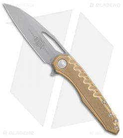 Microtech Sigil MK6 Frame Lock Knife Brass W/Damascus Insert (3.75" Apocalyptic)