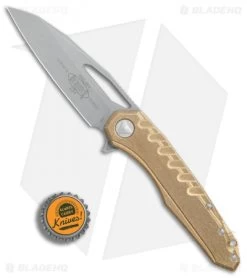 Microtech Sigil MK6 Frame Lock Knife Brass W/Damascus Insert (3.75" Apocalyptic) -Microtech Shop Microtech Sigil MK6 Brass Damascus insert apocalyptic BHQ 77781 jr bottlecap
