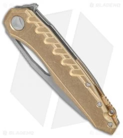 Microtech Sigil MK6 Frame Lock Knife Brass W/Damascus Insert (3.75" Apocalyptic) -Microtech Shop Microtech Sigil MK6 Brass Damascus insert apocalyptic BHQ 77781 jr spine