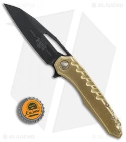 Microtech Sigil MK6 Frame Lock Knife Brass/Bronze Ti (3.75" DLC Black) -Microtech Shop Microtech Sigil MK6 Brass Ti bronze DLC serr BHQ 76356 er bottlecap
