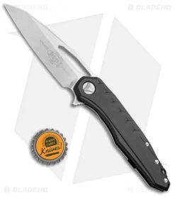 Microtech Sigil MK6 Frame Lock Knife Black Aluminum/Ti (3.75" Stonewash) -Microtech Shop Microtech Sigil MK6 FL Black Alum Ti SW 196 10 BK BHQ 76136 jr bottlecap