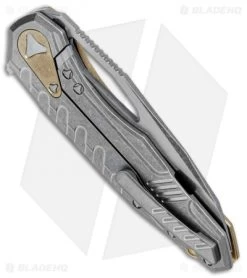 Microtech Sigil MK6 Frame Lock Knife Brass (3.75" Stonewash) -Microtech Shop Microtech Sigil MK6 FL Brass SW 196 10BR BHQ 76600 jr side