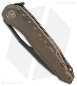 Microtech Sigil MK6 Frame Lock Knife Bronzed Titanium (3.75" DLC Serr) -Microtech Shop Microtech Sigil bronzed ti DLC serr BHQ 71375 er spine