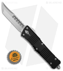 Microtech Signature Series Combat Troodon Hellhound T/E Knife (3.8" SW) 219-10 S -Microtech Shop Microtech Signature Series Combat Troodon Hellhound Black Tanto OTF Knife 3in SW BHQ 173979 td size