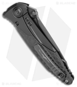 Microtech Socom Bravo T/E Tanto Frame Lock Knife Titanium/CF (4" Black) -Microtech Shop Microtech Socom Bravo TE Tanto FL Ti CF Black BHQ 180392 jr side