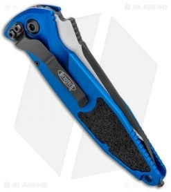 Microtech Socom Elite T/E Automatic Knife Blue (4" Two Tone) 161A-1BL -Microtech Shop Microtech Socom Elite TE Auto Blue TT Serr 161A 1BL BHQ 99304 jr side
