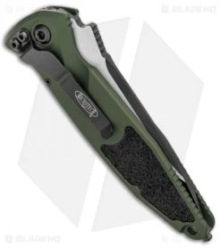 Microtech Socom Elite T/E Automatic Knife OD (4" Two Tone Serrated) 161A-2OD -Microtech Shop Microtech Socom Elite TE Auto OD Green TT Serr 161A 2OD BHQ 99305 jr side