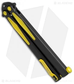 Microtech Tachyon III Balisong Butterfly Knife BM (4.5" Black/Yellow) 173-1BM -Microtech Shop Microtech Tachyon III Balisong Butterfly BM Black Yellow 173 1BM BHQ 71983 jr side