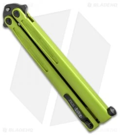 Microtech Tachyon III Balisong Butterfly Lime Green (4.5" Black) 173-1DLCLG -Microtech Shop Microtech Tachyon III Balisong Butterfly Lime Green Black 173 1DLCLG BHQ 52649 jr side