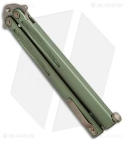 Microtech Tachyon III Balisong Butterfly OD Green (4.5" Bronze) 173-13OD -Microtech Shop Microtech Tachyon III Balisong Butterfly OD Green Bronze 173 13OD BHQ 74511 jr side
