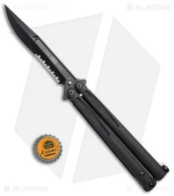 Microtech Tachyon III Balisong Butterfly Knife Tactical (4.5" Black Serr) 173-2T -Microtech Shop Microtech Tachyon III Balisong Butterfly Tactical Black Serr 173 2T BHQ 76598 jr bottlecap