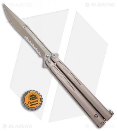 Microtech Tachyon III Balisong Butterfly Knife Tan (4.5" Tan Serr) 173-2TN 6 Microtech Tachyon III Balisong Butterfly Knife Tan (4.5" Tan Serr) 173-2TN - Image 4