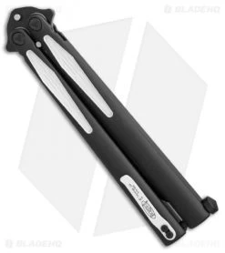 Microtech Tachyon III Balisong Butterfly Knife Venom (4.5" Black/White) 173-1VM -Microtech Shop Microtech Tachyon III Venom black white BHQ 71367 er side