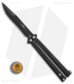 Microtech Tachyon III Balisong Butterfly Knife (4.5" Black) 173-1 -Microtech Shop Microtech Tachyon III black BHQ 77792 er bottlecap