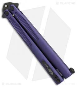 Microtech Tachyon III Balisong Butterfly Knife Purple (4.5" Black) 173-1DLCPU -Microtech Shop Microtech Tachyon III purple black BHQ 71370 er side