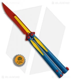 Microtech Tachyon III Balisong Butterfly Super (4.5" Red/Blue/Yellow) 173-13SM -Microtech Shop Microtech Tachyon III super red blue yellow 173 1SM BHQ 68511 er size