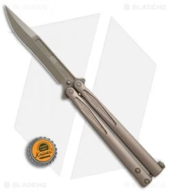 Microtech Tachyon III Balisong Butterfly Knife Tan (4.5" Tan) 173-1TN -Microtech Shop Microtech Tachyon III tan tan BHQ 75887 jr bottlecap