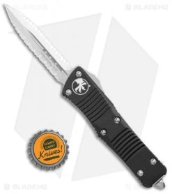 Microtech Troodon D/E OTF Automatic Knife Black (3" Stonewash Double Full Serr) -Microtech Shop Microtech Troodon DE OTF Auto Black SW Double Full Serr 138 D12 BHQ 106924 jr bottlecap