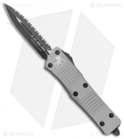 Microtech Troodon D/E OTF Automatic Knife Gray Titanium (3" Black Full Serr) 3 Microtech Troodon D/E OTF Automatic Knife Gray Titanium (3" Black Full Serr)