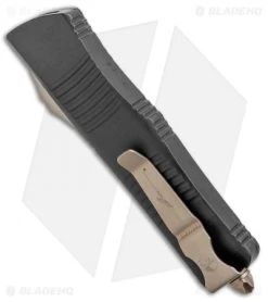 Microtech Troodon Hellhound Tanto OTF Knife Black Aluminum (3" Damascus) -Microtech Shop Microtech Troodon Hellhound Tanto OTF Black Aluminum Damascus 619 16 BHQ 99287 jr side