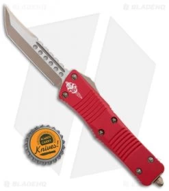Microtech Signature Series Troodon Hellhound Tanto OTF Knife Red (3" Brnz) -Microtech Shop Microtech Troodon Hellhound Tanto OTF Red Bronzed 619 13RD BHQ 103571 jr bottlecap