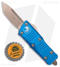Microtech Troodon Mini T/E CA Legal OTF Auto Blue (1.9" Bronzed Stonewash) -Microtech Shop Microtech Troodon Mini TE CA Legal OTF Auto Blue Bronzed SW BHQ 180395 jr bottlecap