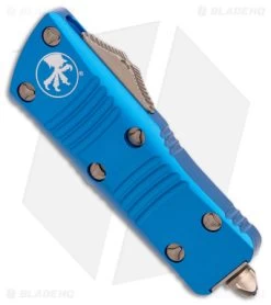 Microtech Troodon Mini T/E CA Legal OTF Auto Blue (1.9" Bronzed Stonewash) -Microtech Shop Microtech Troodon Mini TE CA Legal OTF Auto Blue Bronzed SW BHQ 180395 jr spine