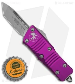 Microtech Troodon Mini T/E CA Legal OTF Auto Knife Violet (1.9" SW) 240-10 VI -Microtech Shop Microtech Troodon Mini TE CA Legal OTF Automatic Knife Violet 1in SW BHQ 146358 td size