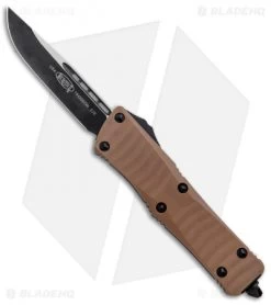 Microtech Troodon S/E OTF Automatic Knife Tan G-10 (3" Black) 139-1GTTA