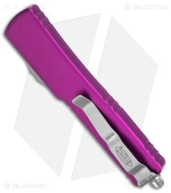Microtech UTX-70 S/E OTF Automatic Knife Violet (2.4" Stonewash) 148-10VI -Microtech Shop Microtech UTX 70 D A OTF SE Automatic Knife Violet 2in SW BHQ 98314 td side
