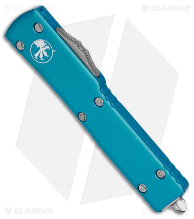 Microtech UTX-70 D/A OTF D/E Automatic Knife Turquoise (Stonewash Full Serr) 4 Microtech UTX-70 D/A OTF D/E Automatic Knife Turquoise (Stonewash Full Serr) - Image 2