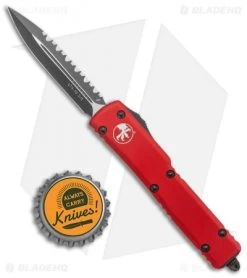 Microtech UTX-70 Dagger OTF Automatic Knife Red CC (2.4" Serr) 147-3 RD -Microtech Shop Microtech UTX 70 Dagger OTF Auto Red CC Black Full Serr 147 3RD BHQ 98291 jr bottlecap