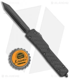 Microtech Signature Series UTX-70 Spartan OTF Auto Knife CF (2.4" Black DLC) -Microtech Shop Microtech UTX 70 Spartan OTF Auto CF Black 249 1DLCTCFS BHQ 121888 jr bottlecap
