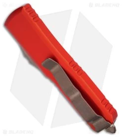 Microtech UTX-85 D/E OTF Automatic Knife Orange (3.125" Bronze) -Microtech Shop Microtech UTX 85 DE OTF AK Orange 3in Bronze BHQ 175688 td side