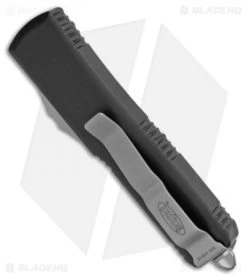 Microtech UTX-85 D/E OTF Automatic Knife Black (3.125" Satin Full Serr) -Microtech Shop Microtech UTX 85 DE OTF Auto Black Satin Full Serr 232 6 BHQ 98519 jr side