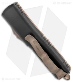 Microtech UTX-85 D/E Signature Series Auto Knife Tan G-10 (3.1" Bronze Apoc) -Microtech Shop Microtech UTX 85 DE Signature Series Black Tan Bronze 232 13APGTTAS BHQ 137103 jr side