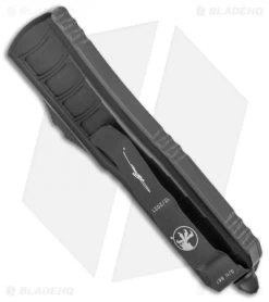 Microtech UTX-85 II T/E Signature Series DP OTF Knife Black (3" Black Serr) -Microtech Shop Microtech UTX 85 II DE OTF Auto Black Black Serr BHQ 139153 jr side