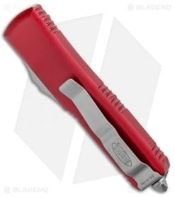Microtech UTX-85 S/E OTF Automatic Knife Red (3.125" Satin) 231-4RD -Microtech Shop Microtech UTX 85 SE OTF Auto Red Satin 231 4RD BHQ 99516 jr side
