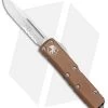 Microtech UTX-85 S/E OTF Automatic Knife Tan (3.125" Satin Serr) -Microtech Shop Microtech UTX 85 SE OTF Auto Tan Satin Serr 231 5 TA BHQ 87563 jr 1