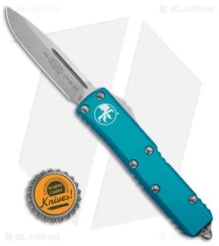 Microtech UTX-85 S/E OTF Auto Knife Turquoise (3.1" Stonewash) 231-10 TQ -Microtech Shop Microtech UTX 85 SE OTFF AK Turquoise 3in SW BHQ 146744 td size