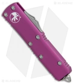 Microtech UTX-85 S/E OTF Automatic Knife Violet (3.125" Apocalyptic) 231-10APVI -Microtech Shop Microtech UTX 85 SE violet apocalyptic BHQ 74305 er spine 2