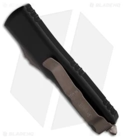 Microtech UTX-85 Spartan OTF Automatic Knife Black (3.1" Bronze Apocalyptic) -Microtech Shop Microtech UTX 85 Spartan OTF AK Black 3in Bronze Apocalyptic BHQ 175684 td side