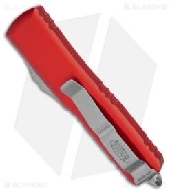 Microtech UTX-85 Spartan OTF Automatic Knife Red (3.1" Stonewash) -Microtech Shop Microtech UTX 85 Spartan OTF AK Red 3in SW BHQ 174869 td side