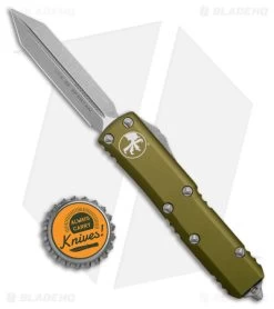 Microtech UTX-85 Spartan OTF Automatic Knife OD Green (3.1" Apocalyptic) -Microtech Shop Microtech UTX 85 Spartan OTF Auto OD Green Apocalyptic BHQ 176952 jr bottlecap