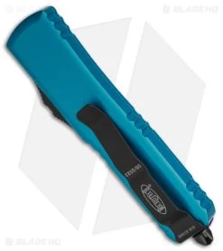 Microtech UTX-85 T/E OTF Automatic Knife Turquoise (3.1" Two-Tone) 233-1 TQ -Microtech Shop Microtech UTX 85 TE OTF AK Turquoise 3in Two Tone BHQ 146601 td side