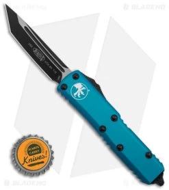 Microtech UTX-85 T/E OTF Automatic Knife Turquoise (3.1" Two-Tone) 233-1 TQ -Microtech Shop Microtech UTX 85 TE OTF AK Turquoise 3in Two Tone BHQ 146601 td size