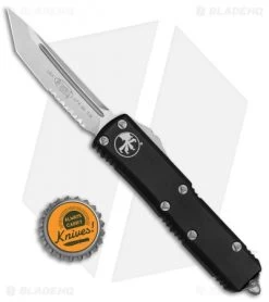 Microtech UTX-85 T/E OTF Automatic Knife Black (3.125" Stonewash Serr) 233-11 -Microtech Shop Microtech UTX 85 TE OTF Auto Black SW Serr 233 11 BHQ 84174 jr bottlecap 1