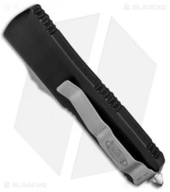 Microtech UTX-85 T/E OTF Automatic Knife Black (3.125" Stonewash Serr) 233-11 -Microtech Shop Microtech UTX 85 TE OTF Auto Black SW Serr 233 11 BHQ 84174 jr side