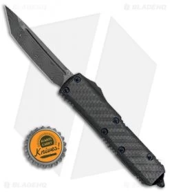 Microtech UTX-85 T/E OTF Automatic Knife CF W/ Blue Ringed HW (3.125" Damascus) -Microtech Shop Microtech UTX 85 TE OTF Auto CF Blue Ringed HW Damascus BHQ 79634 jr bottlecap