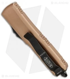Microtech UTX-85 T/E OTF Automatic Knife Tan (3.125" Black) 232-1TA -Microtech Shop Microtech UTX 85 TE OTF Auto Tan Black 233 1TA BHQ 83524 jr side